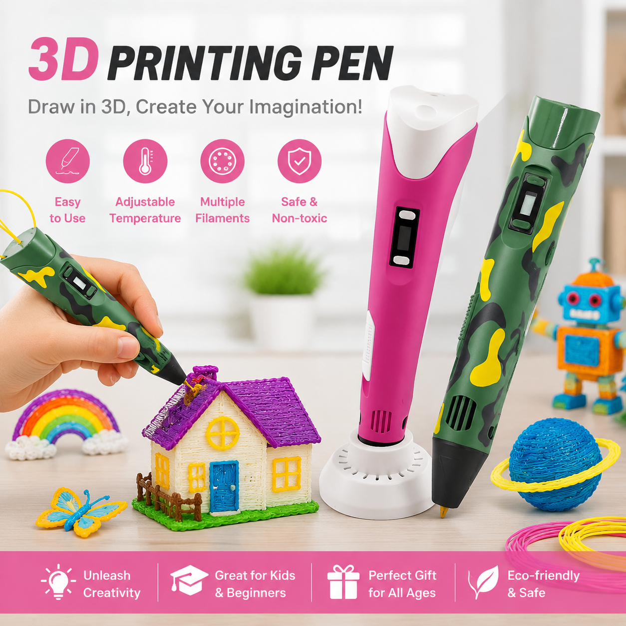 3D Printing Pen For Adults - 3D Printing Pen with 9M PLA