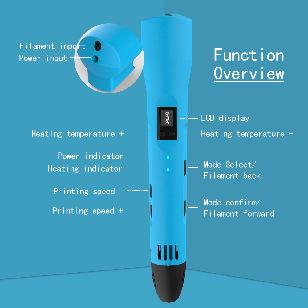 QCREATE 3D Pen Supports ABS PL - 3D Printing Pen For Adults avaliação e preço