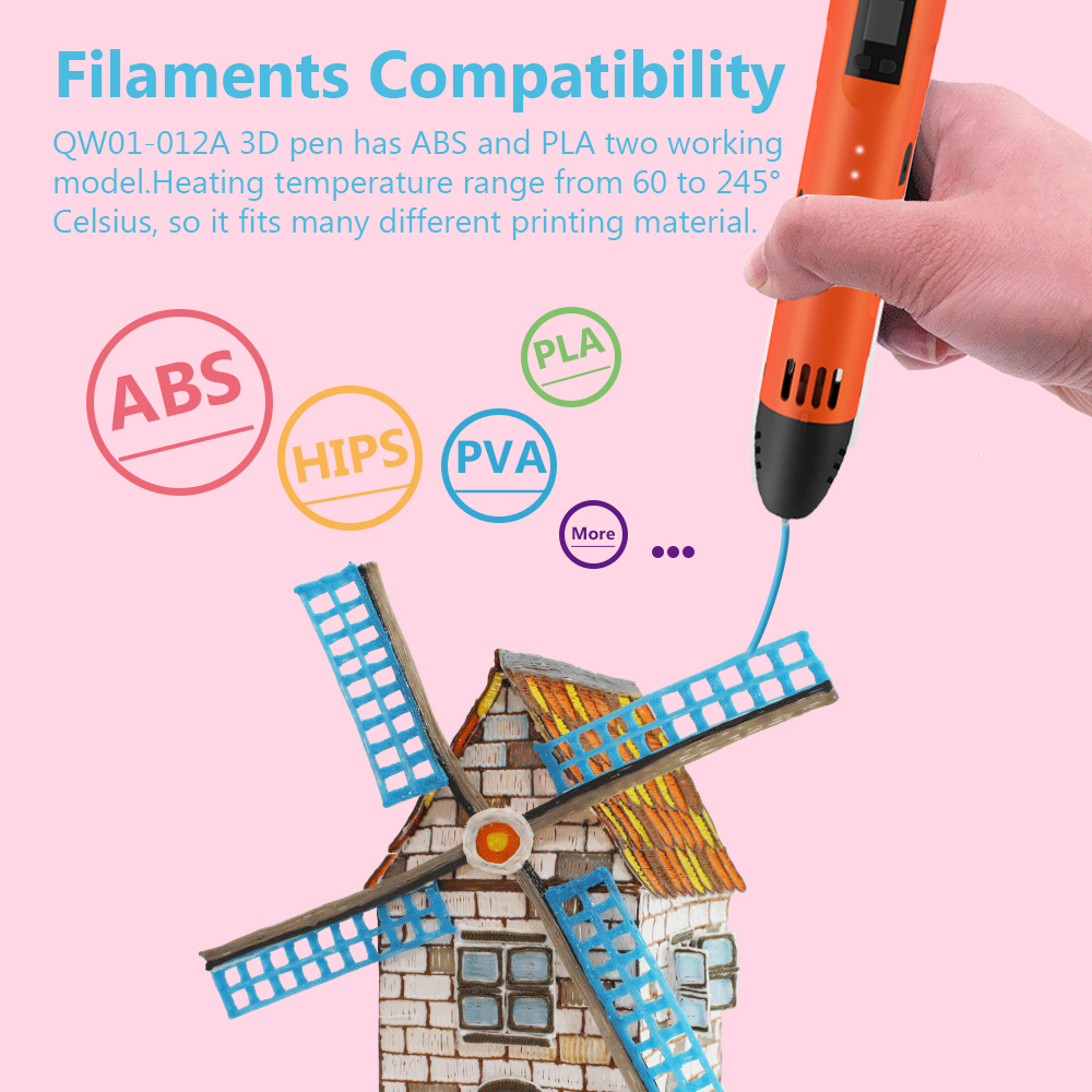 QCREATE 3D Pen Supports ABS PL - 3D Printing Pen For Adults avaliação e preço
