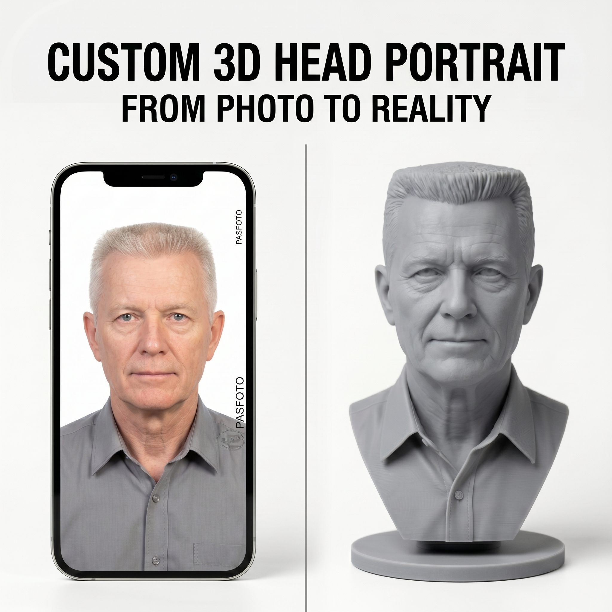 Personalized 3D Printed Bust F - 3D Printing Foto avaliação e preço