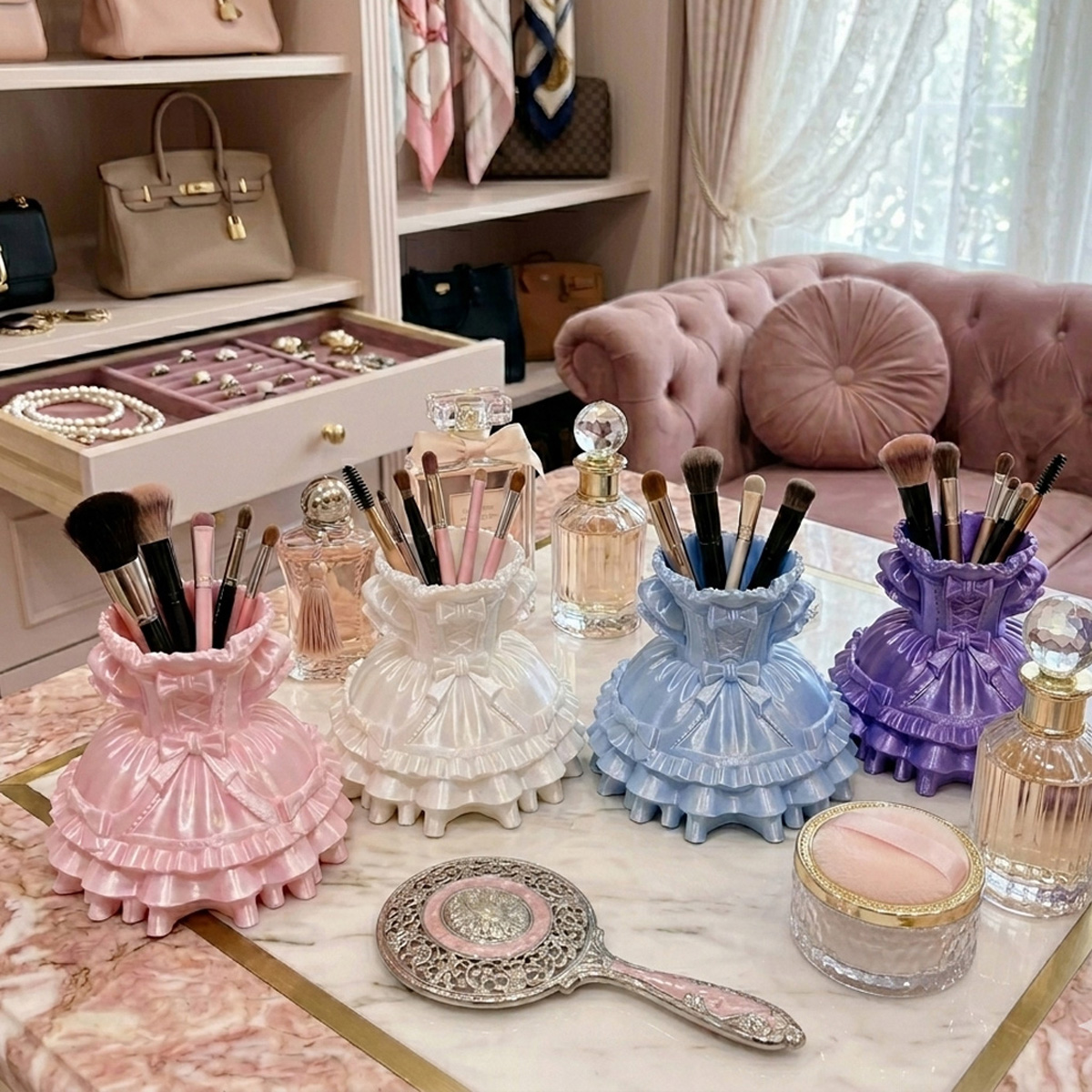 Princess Dress Makeup Brush Ho - 3D Printing Holder avaliação e preço